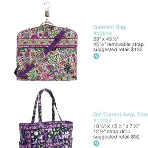 Vera Bradley 2011 Retired Floral Nightingale Vi Garment Travel Bag w/ Strap EUC